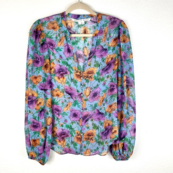 (Sold)VERONICA BEARD Syden printed silk blouse size 4 - Picture 2 of 11